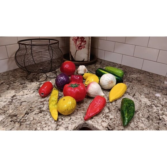 Fruit Bowl Centerpiece WITH 16 Decorative Fruit - Picture 7 of 11
